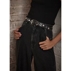 Mint Velvet Washed Black Super Soft Wide Leg Jeans